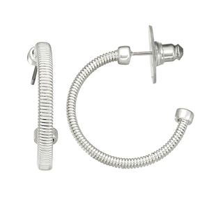 Napier Silver Tone Wire-Wrapped C-Hoop Earrings